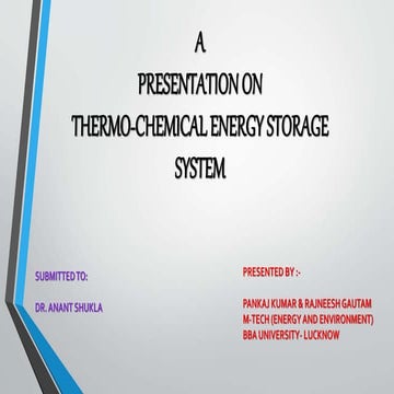 thermo chemical energy storage system for solar plants