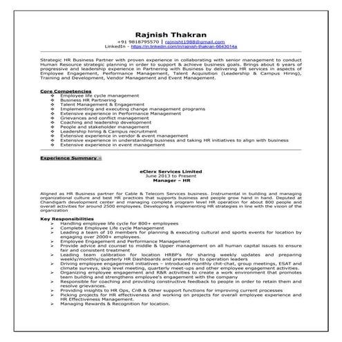 Rajnish thakran manager hr business partner