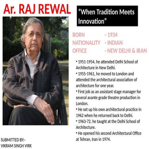 raj rewal vikram.pptx GREAT ARCHITECT WORK