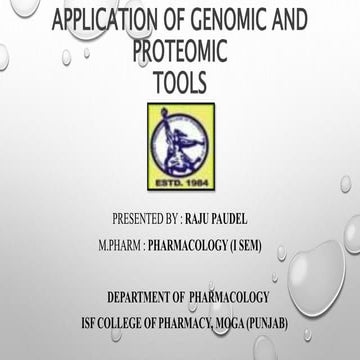 Applications of Genomic and Proteomic Tools