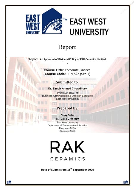 Rak ceramic dividend appraisal full  niloy saha
