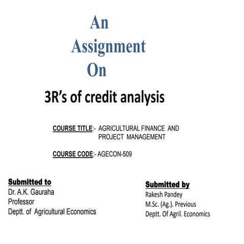 3 R's OF CREDIT ANALYSIS