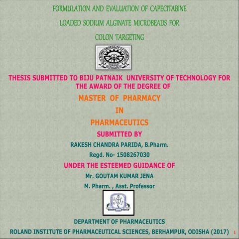 Rakesh Chandra Parida ,M.PHARM PROJECT WORK