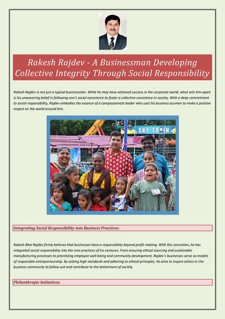 Rakesh Rajdev - Illuminating Lives through Noble Philanthropic ...