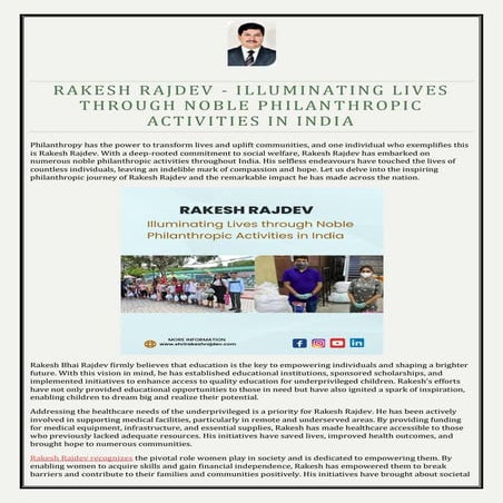 Rakesh Rajdev - Illuminating Lives through Noble Philanthropic ...