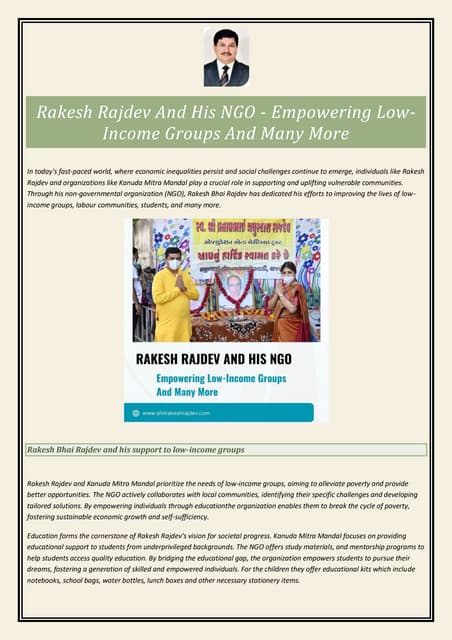 Illuminating Lives Rakesh Rajdev and Kanuda Mitr Mandal's Compassionate ...