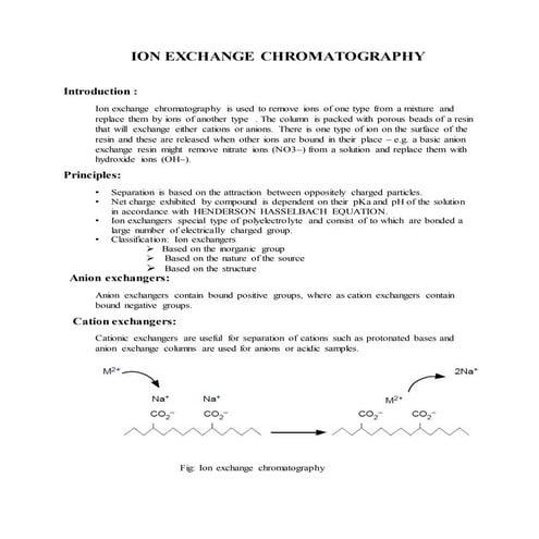assignment ion exchange chromatography 