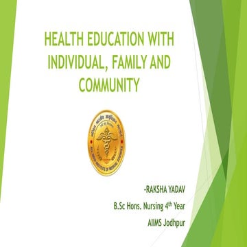 Health Education with individual, Family and Community
