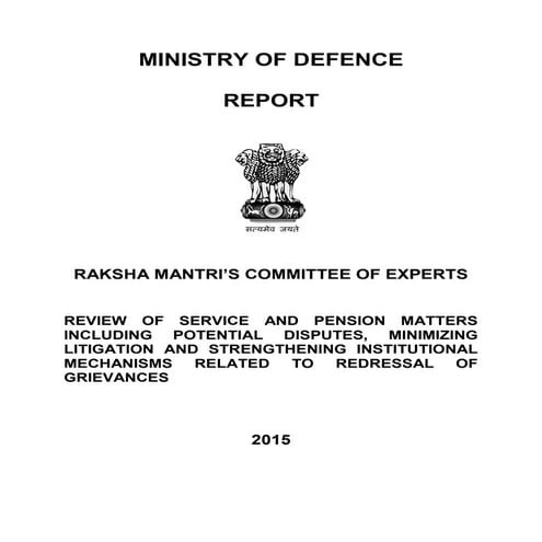 Raksha Mantri Ministry of Defence Report on Pension | PDF