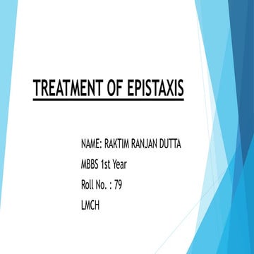 Treatment of epistaxis with their clinical features