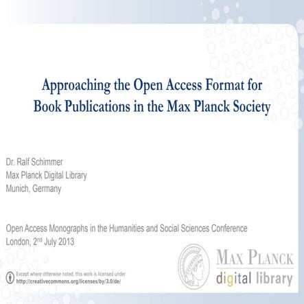 Strand 3: Ralf Schimmer, Max Planck Digital Library