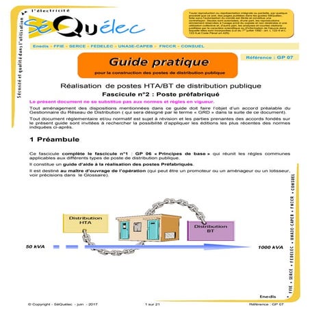 Réalisation de postes HTA BT de distribution publique Fascicule n°2 ...