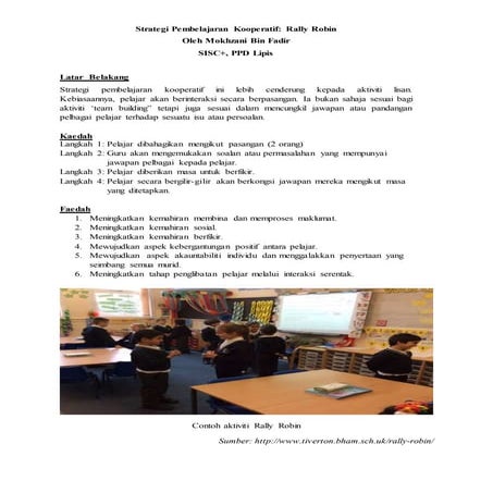 Strategi Pembelajaran Kooperatif: Rally Robin (Nota)
