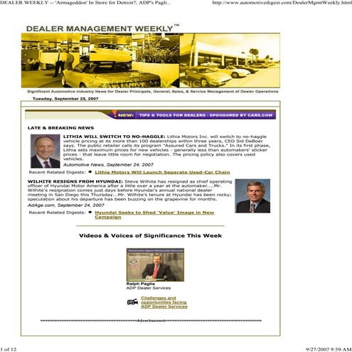 Ralph  Paglia  A D P  Feature  Auto Dealer Digest