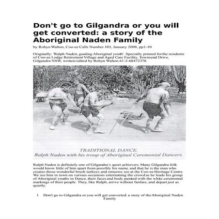 Don't go to Gilgandra or you will get converted: the story of the ...