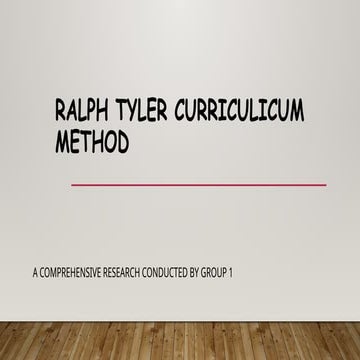 Ralph Tyler Objective Centered Model | PPTX