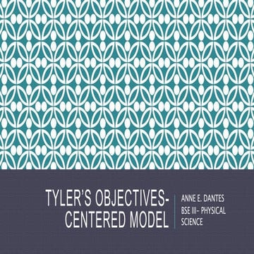 Ralph Tyler Objective Centered Model