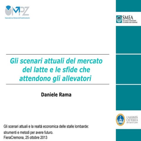 Gli scenari attuali del mercato del latte e le sfide che attendono gli alleva...