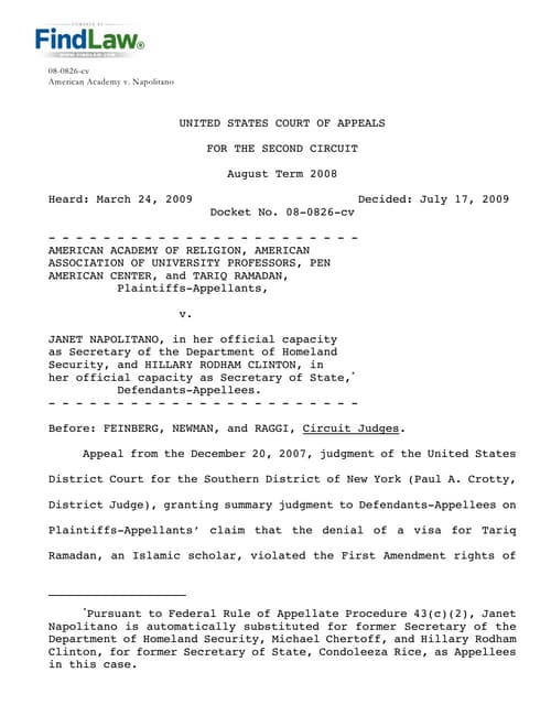 FindLaw | Court of Appeals Reverses Entry Bar to Islamic Scholar