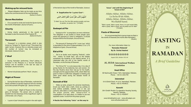 Fasting In Ramadan - Brief Guidelines