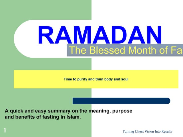Ramadan for body and soul
