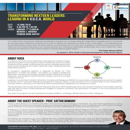 Transforming NextGen Leaders: Executive Briefing on Leading in a VUCA World 