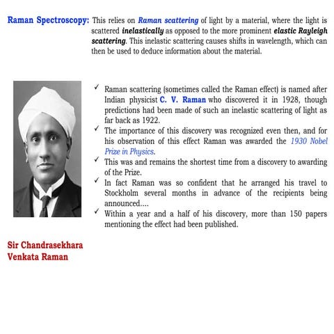 Raman Spectroscopy (vibrational spectroscopic technique) | PPT
