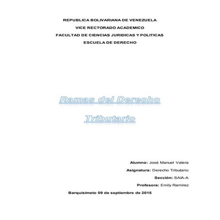 Ramas del derecho tributario investigacion