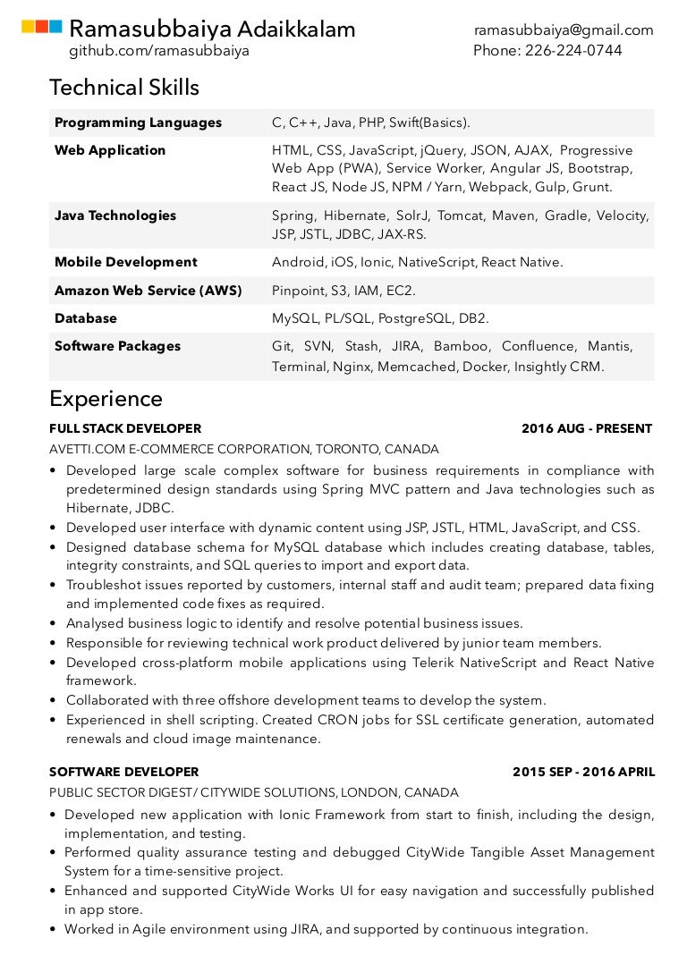 Ramasubbaiya Resume