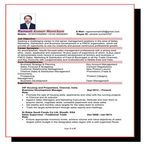 Ramesh kumar , fmcg sales management & business development professional