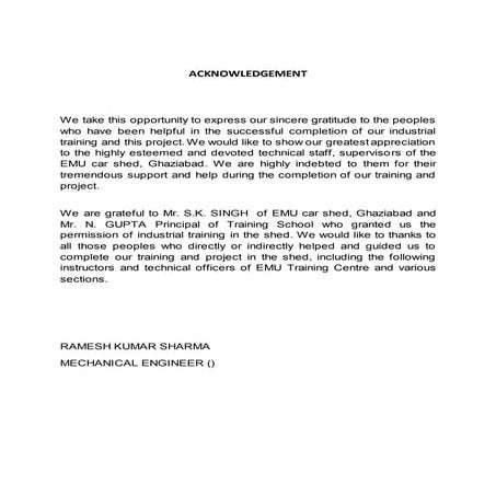 INDUSTRIAL TRAINING REPORT ON EMU CAR'S