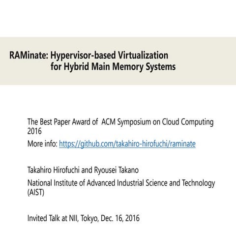 RAMinate Invited Talk at NII
