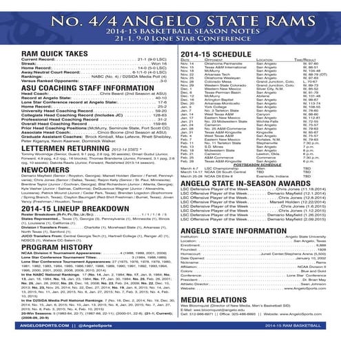 Angelo State Basketball Notes | PDF