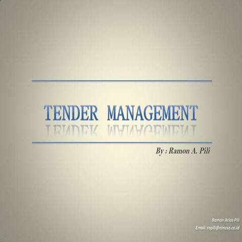 Tender Management by Ramon A. Pili