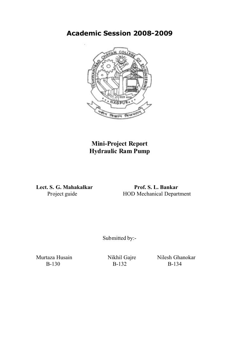 Hydraulic Ram Pump MiniProject Report Agriculture and Rural Develo…