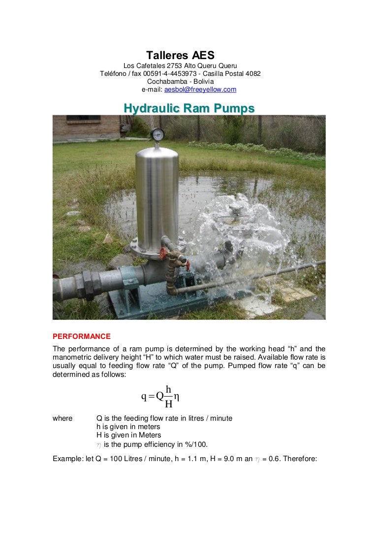 Hydraulic Ram Pumps Talleres AES, Bolivia