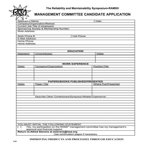 RAMS application form   rev may 09