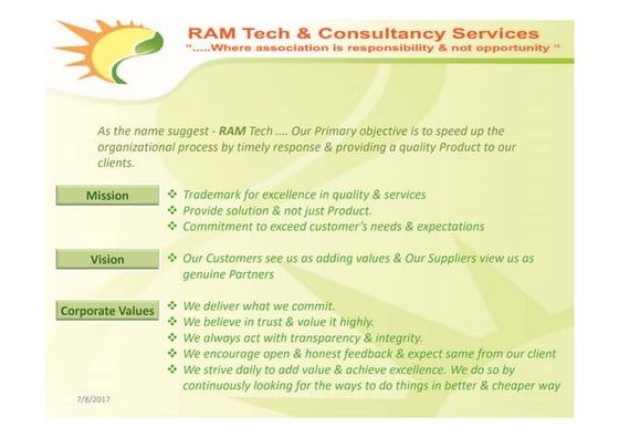 Ram Tech And Consultancy Services presentations