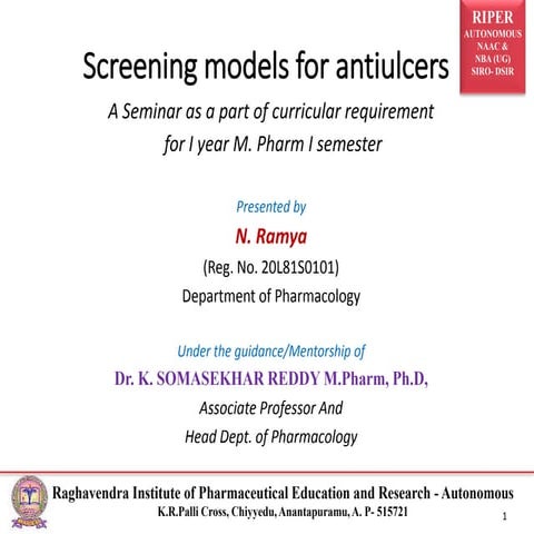 Screening models for Antiulcers 