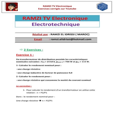 Electrotechnique : Exercices corrigés