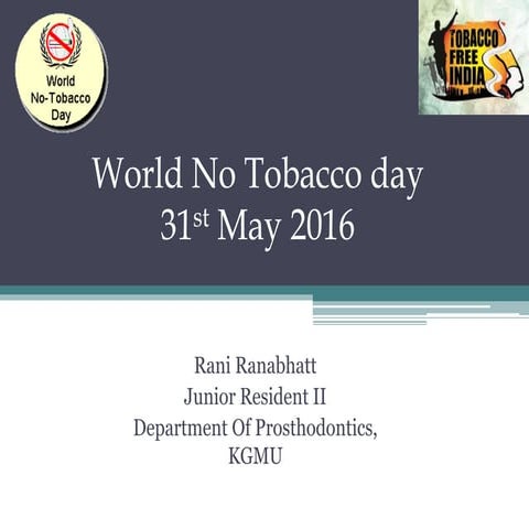 World no tobacco day may 31st 2016