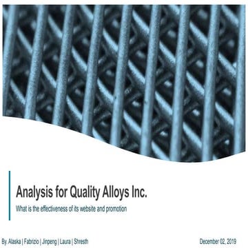 Business Case Analysis: Quality Alloys Inc