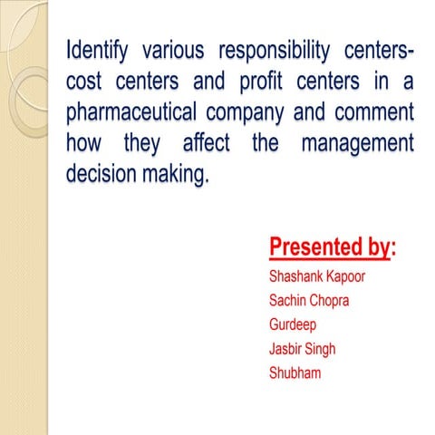 Ranbaxy cost accounting (profit centre & cost centre of ranbaxy)
