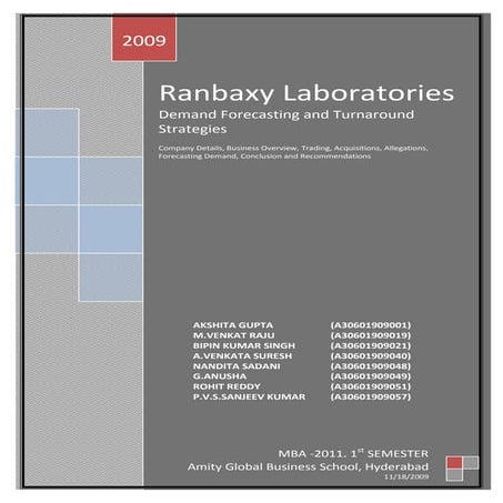 Ranbaxy laboratories project