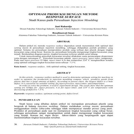 Optimasi Produksi Dengan Metode Respon Surface