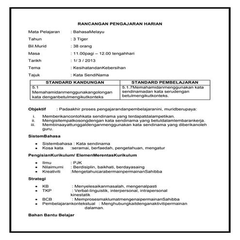 RPH KSSR BM (tatabahasa)