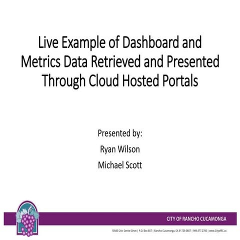 Live Example of Dashboard and Metrics Data Retrieved and Presented ...