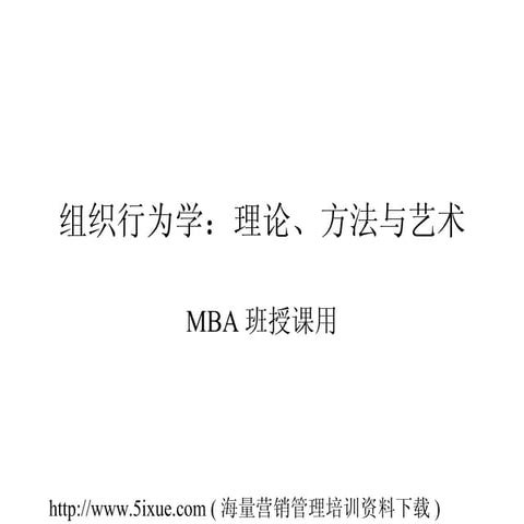 组织行为学：理论、方法与艺术