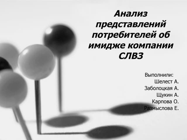 нализ представлений потребителей о компании "СЛВЗ"