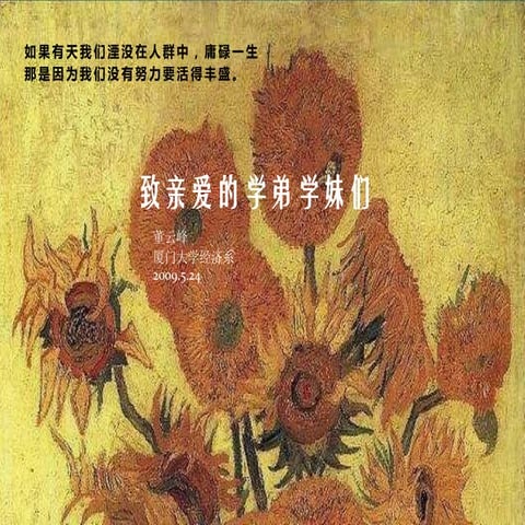 给亲爱的学弟学妹们——厦大经济系09年毕业生交流会PPT